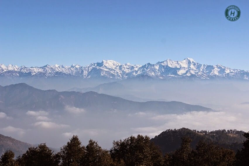 Himalayan peaks view from the summit of Nag Tibba