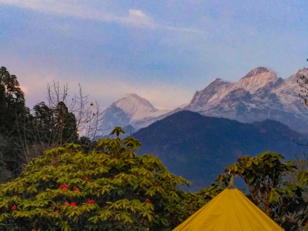 Kasturi Range and Mt. Pandim visible from Tshoka campsite