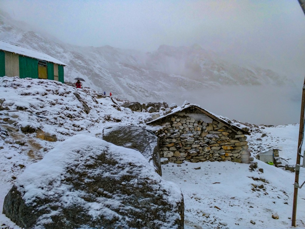 HMI Base Camp during snowfall